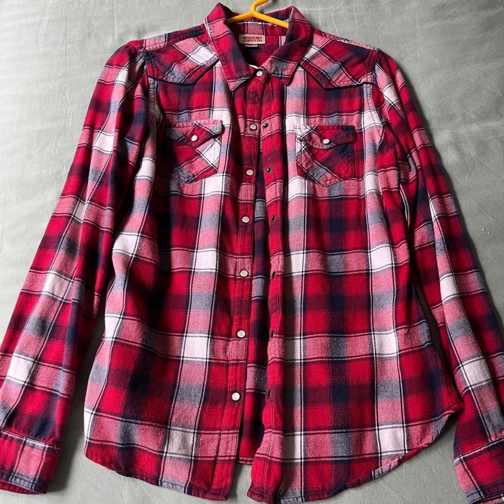 Red and Blue Plaid Flannel Shirt